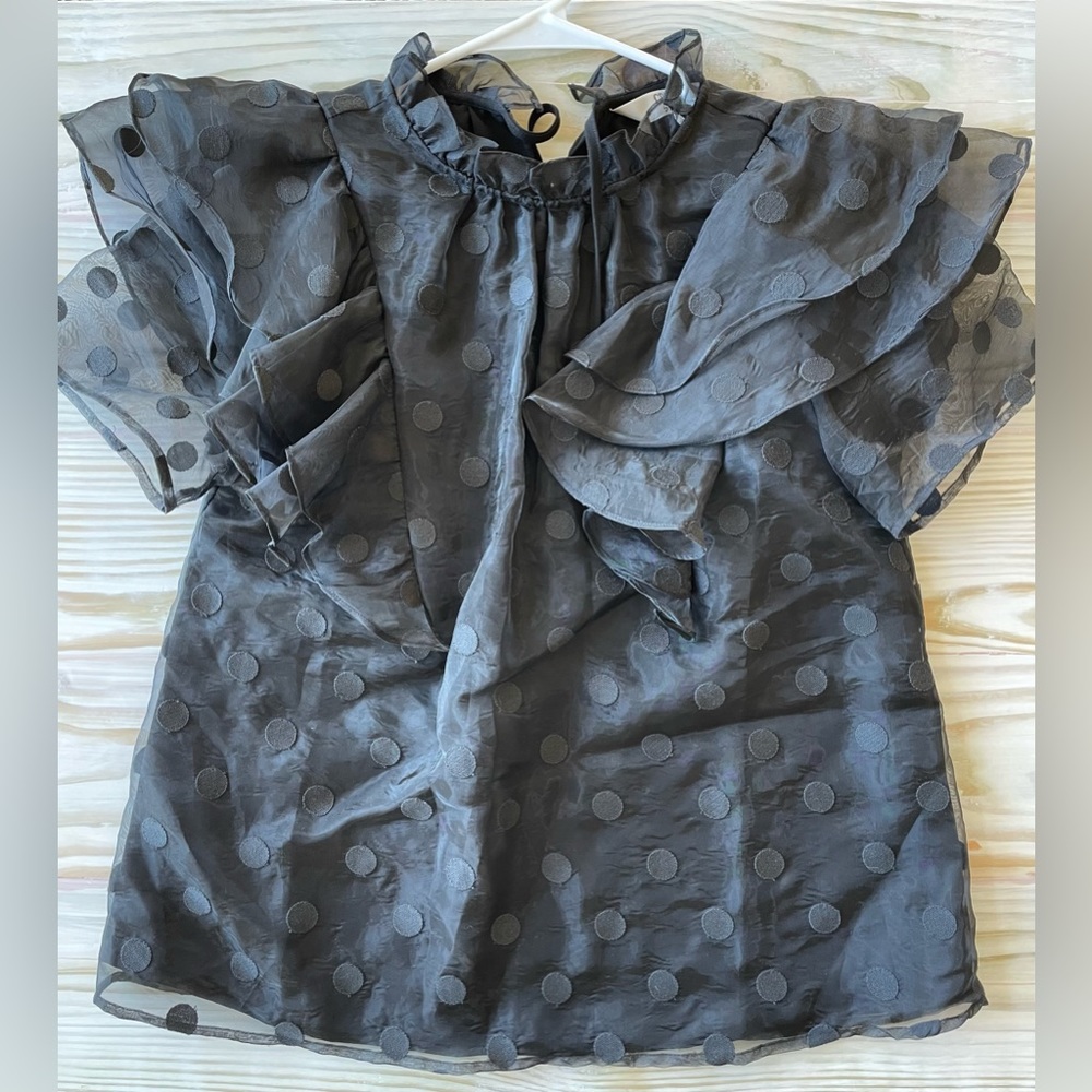 **Never Worn** Black short sleeve ruffle sleeve top Crosby by Mollie Burch - S